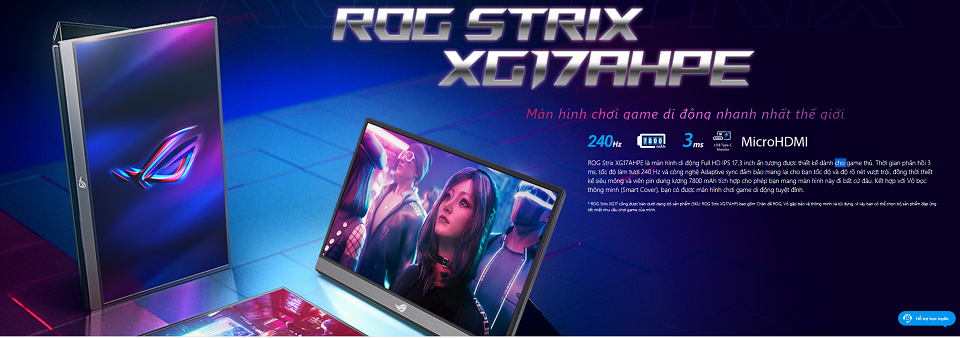 Màn Hình Chơi Game Di Động ASUS ROG Strix XG17AHPE